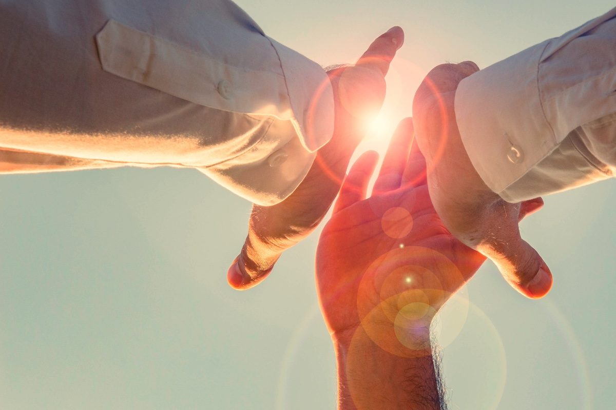 high five threesome in the sun! yes, we can. motivate your employees.